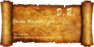 Duda Richárd névjegykártya